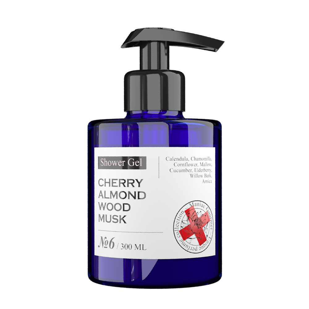 MANIAC GOURMET Гель парфюмированный для душа №6 Вишня, Миндаль, Древесная кора, Мускус 300 мл, фото 1