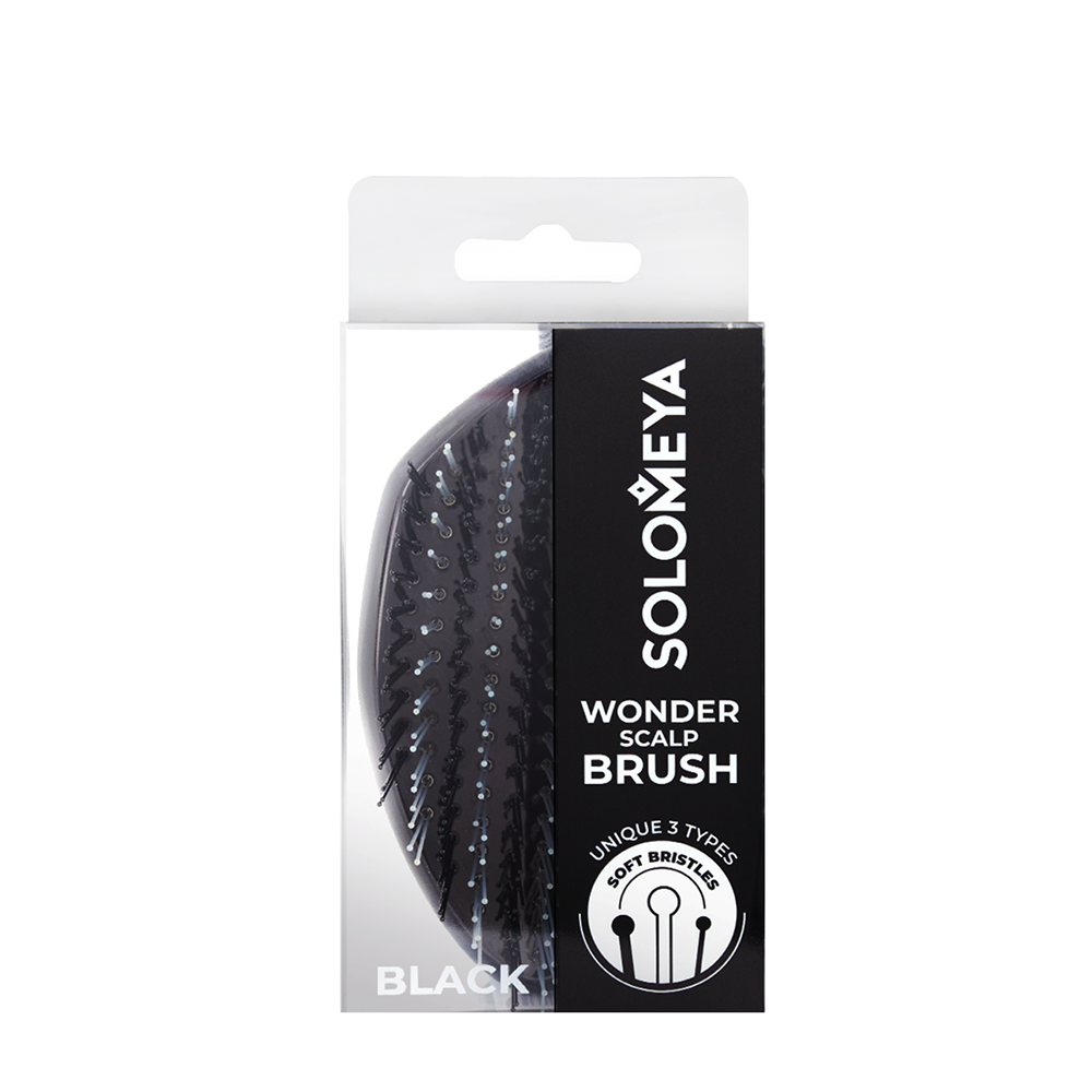 SOLOMEYA Расческа многофункциональная для распутывания, массажа и мытья кожи головы, мини, черная / Wonder scalp brush, Black, mini, фото 2