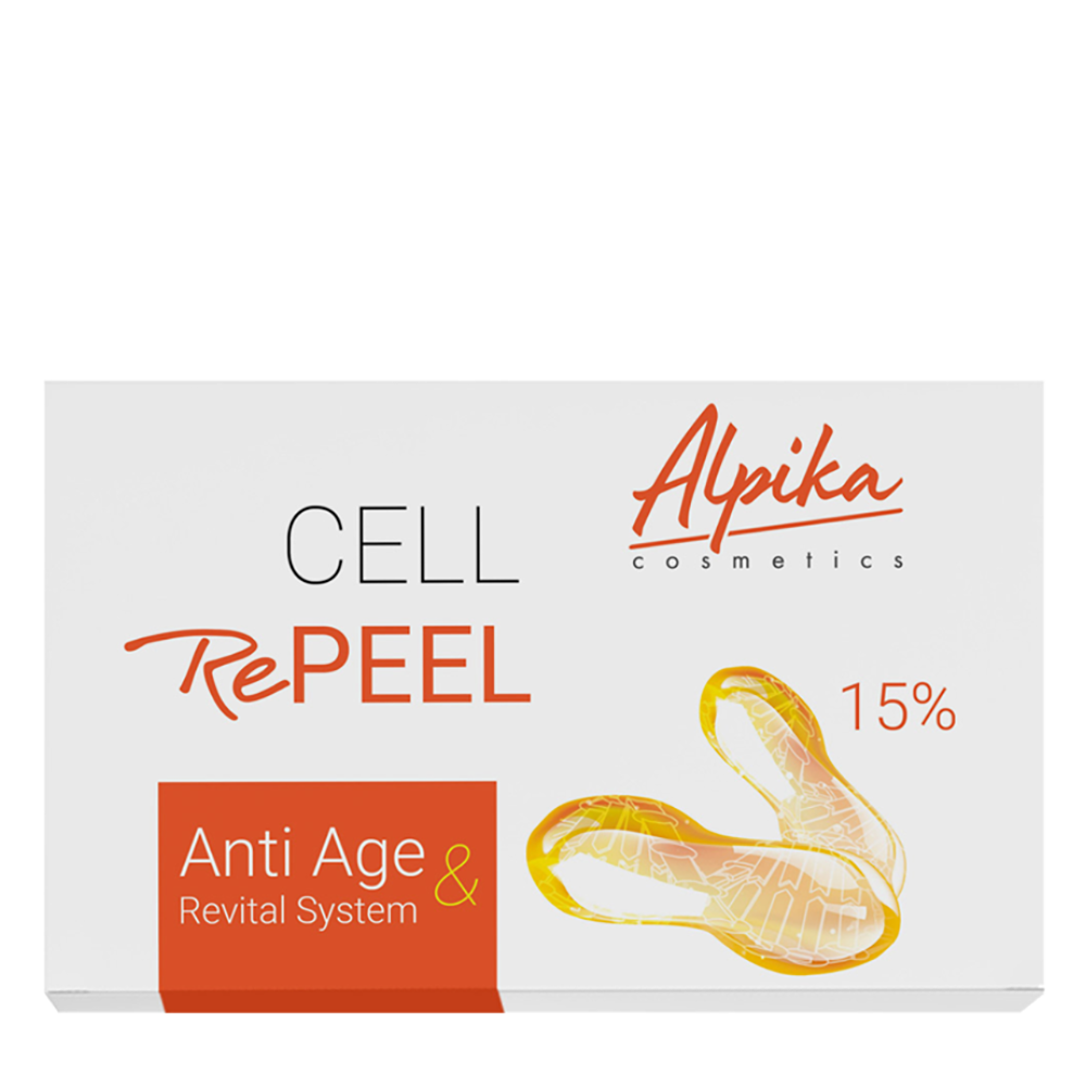 АЛЬПИКА Набор (пилинг янтарный 15% 2 мл + маска 2 мл + тоник 30 мл + крем 2 мл) CELL RePEEL 15% Anti Age & Revital System, фото 1