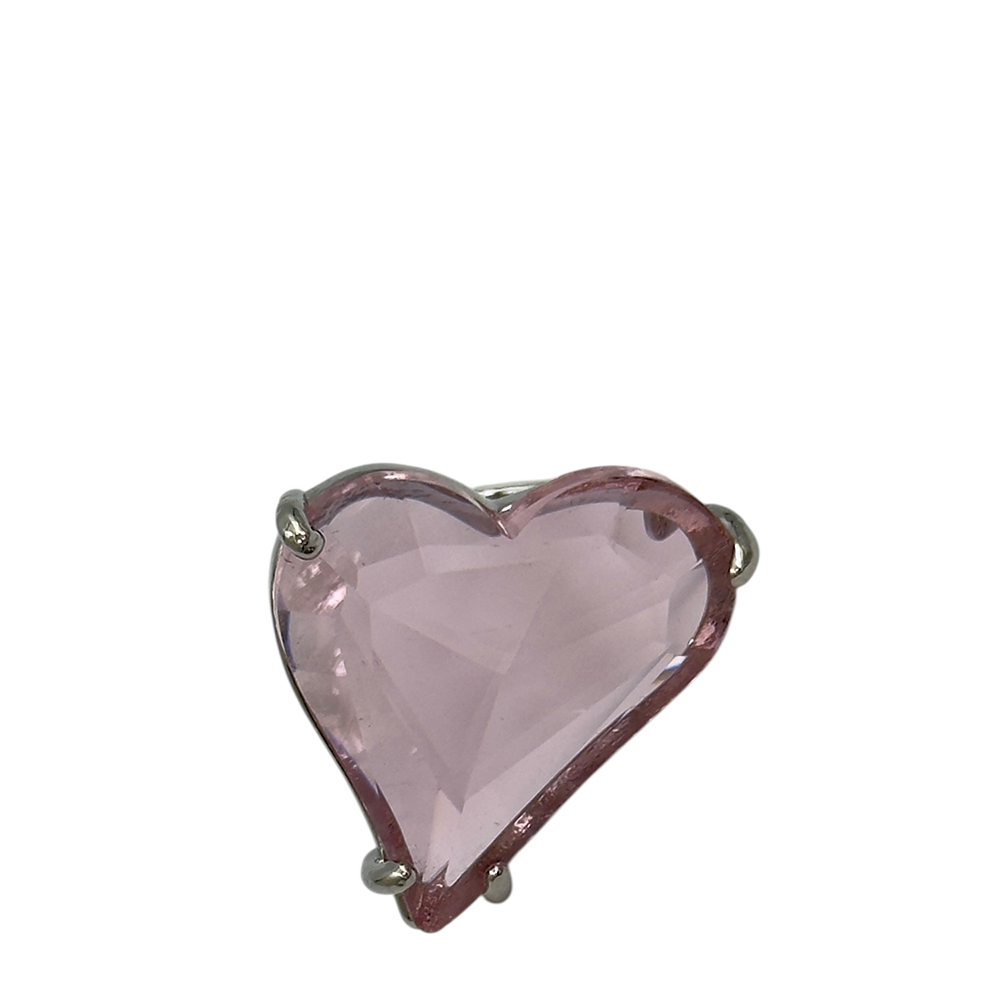 IWOU PROFESSIONAL Кольцо Кристальное сердце розовое в серебре, фото 1
