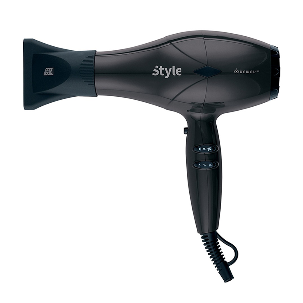 DEWAL PROFESSIONAL Фен Pro Style черный, 2 насадки, диффузор, 2000 Вт, фото 1