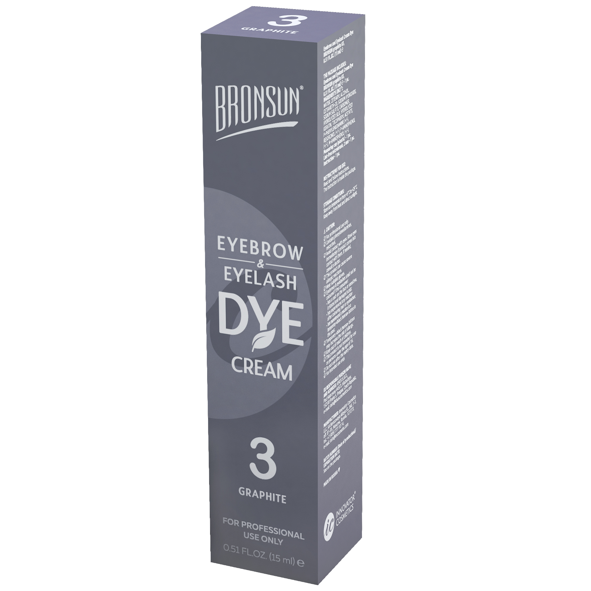 BRONSUN Крем-краска для бровей и ресниц, #3 графитовая 15 мл, фото 4