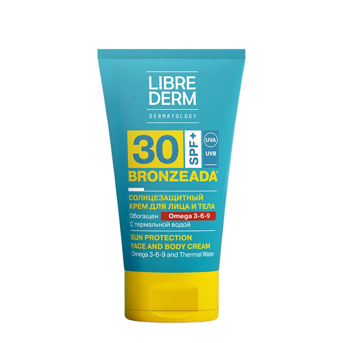 LIBREDERM Крем солнцезащитный SPF30 с омега 3-6-9 и термальной водой / BRONZEADA 150 мл, фото 1