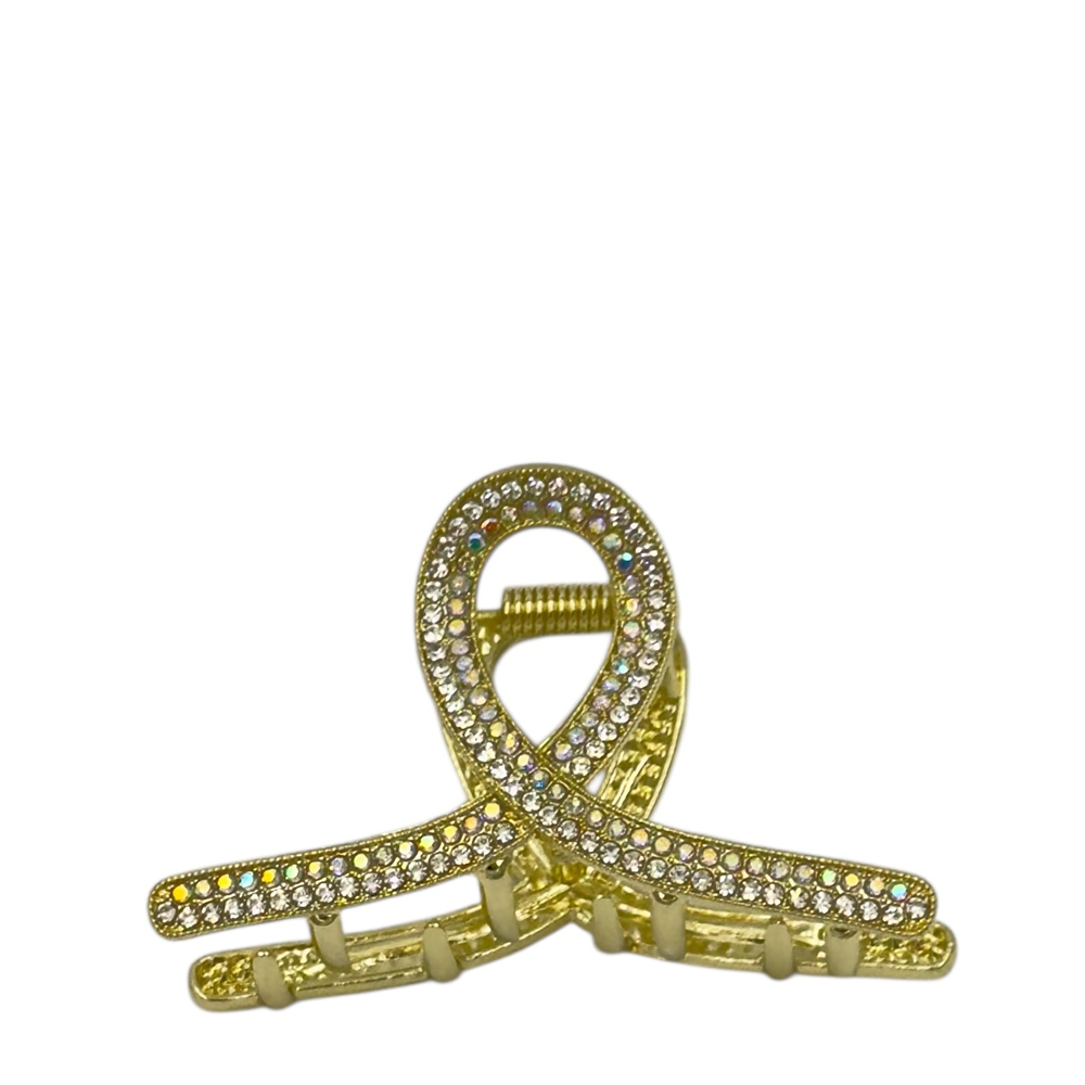 IWOU PROFESSIONAL Краб для волос Элегантная петля золото со стразами 6*4см 1шт, фото 1