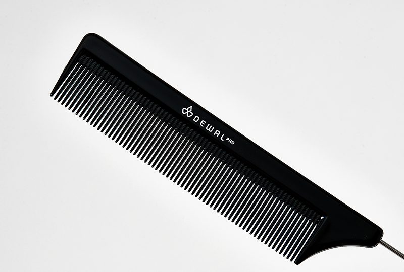 DEWAL PROFESSIONAL Расческа рабочая с металлическим хвостиком Эконом (черная) 20,5 см, фото 3