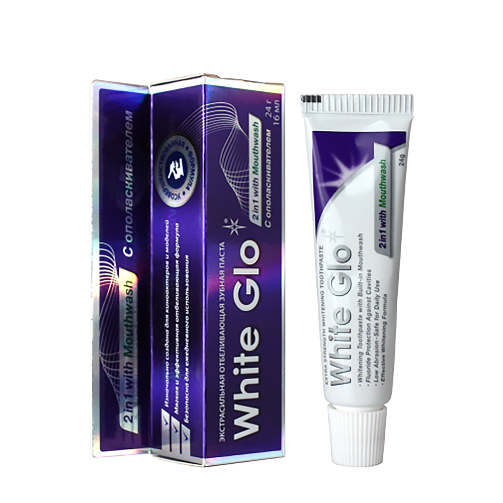 WHITE GLO Паста зубная отбеливающая 2 в 1 с ополаскивателем для полости рта / White Glo 24 гр, фото 2