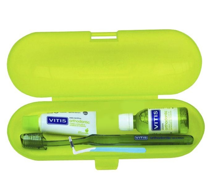 DENTAID Набор ортодонтический в пенале (зубная паста 15 мл, ополаскиватель 30 мл, зубная щетка, ершик межзубный 1шт) Ortho Kit, фото 1