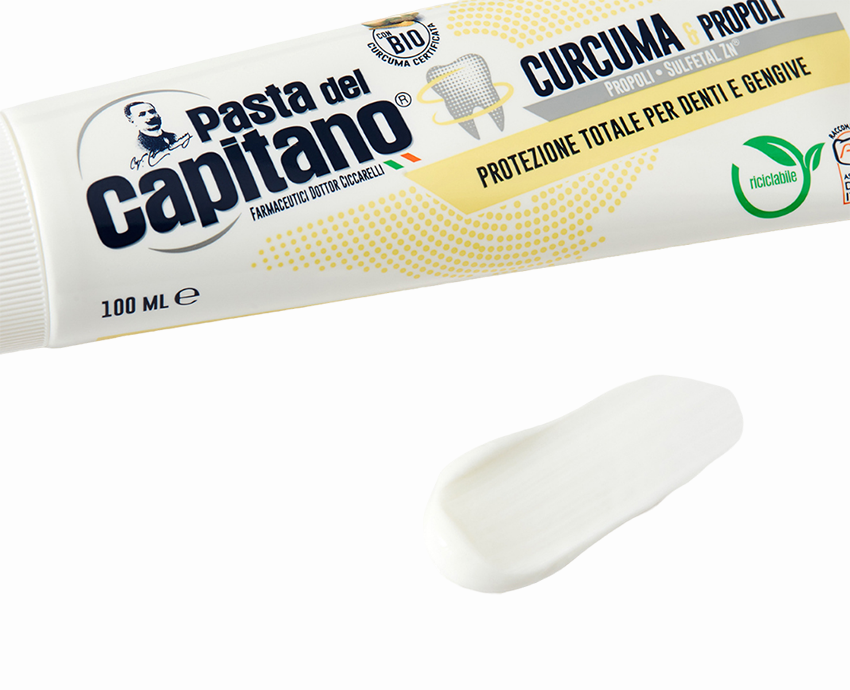 PASTA DEL CAPITANO Паста зубная комплексная защита Куркума и Прополис / Teeth and Gums Protection Turmeric & Propolis 100 мл, фото 3
