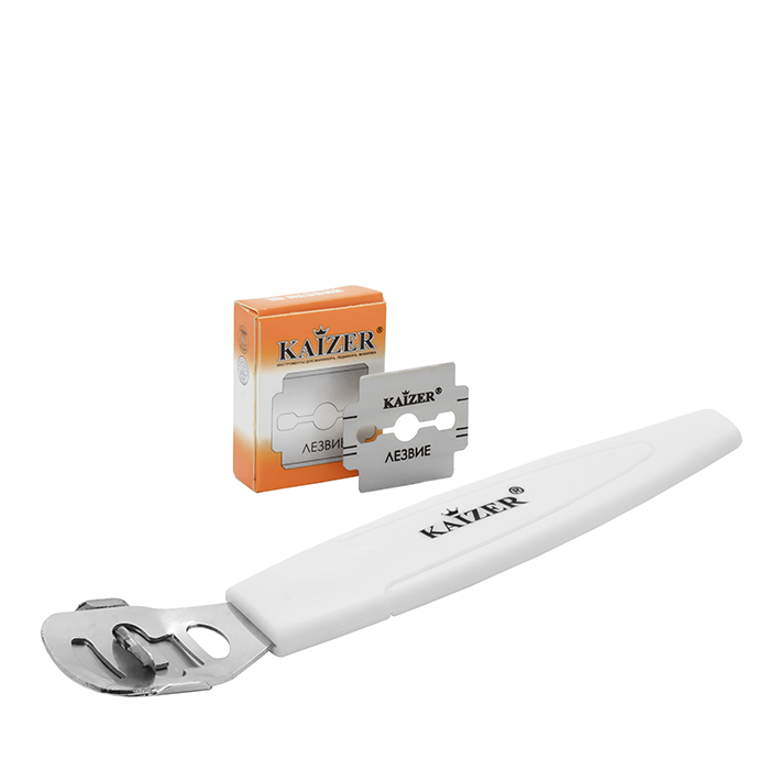 KAIZER Скребок для пяток с запасными лезвиями, цвет белый, фото 1