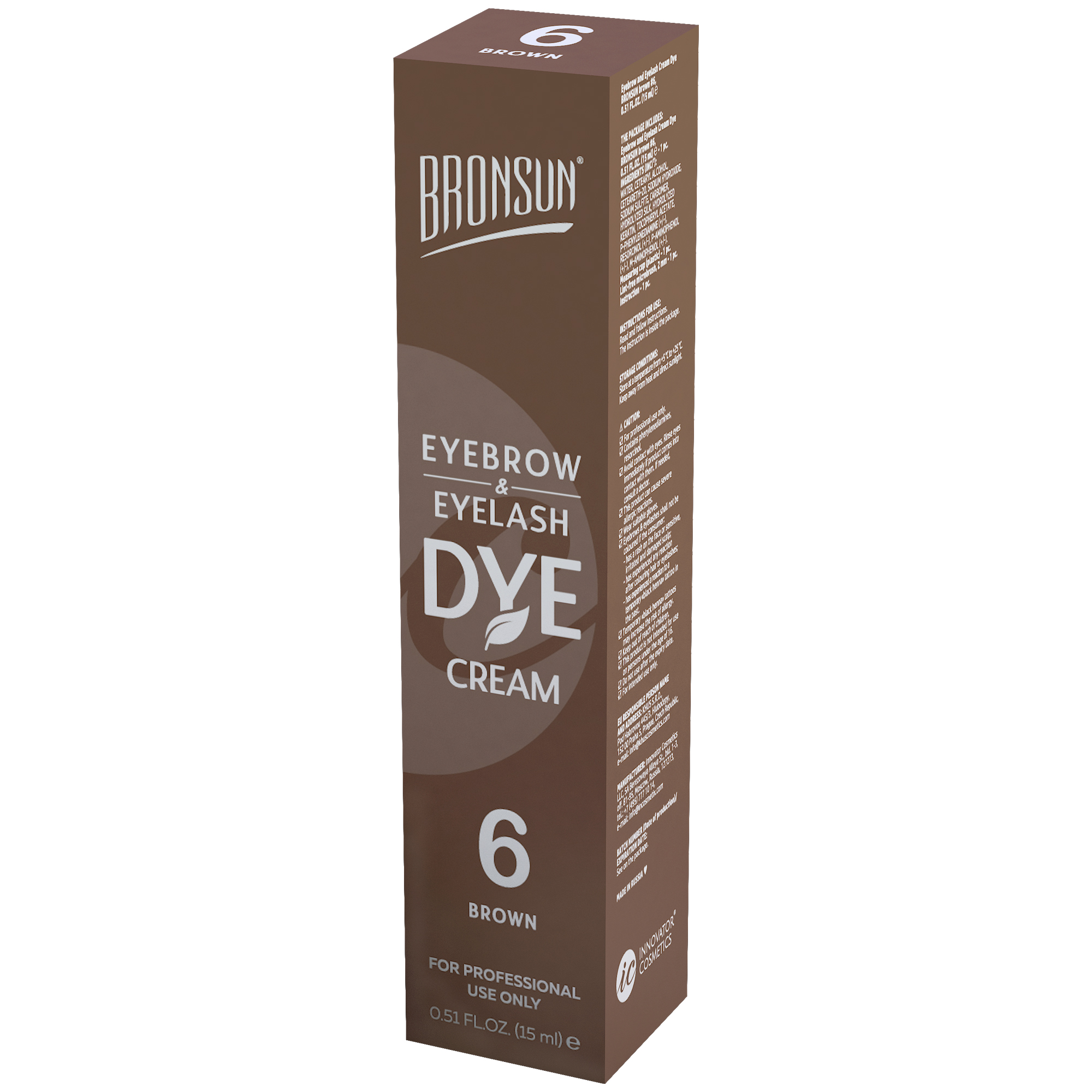 BRONSUN Крем-краска для бровей и ресниц, #6 коричневая 15 мл, фото 4