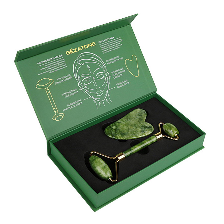 GEZATONE Набор роликовый массажер для лица и кристалл Гуаша из натурального нефрита AMG331, фото 3