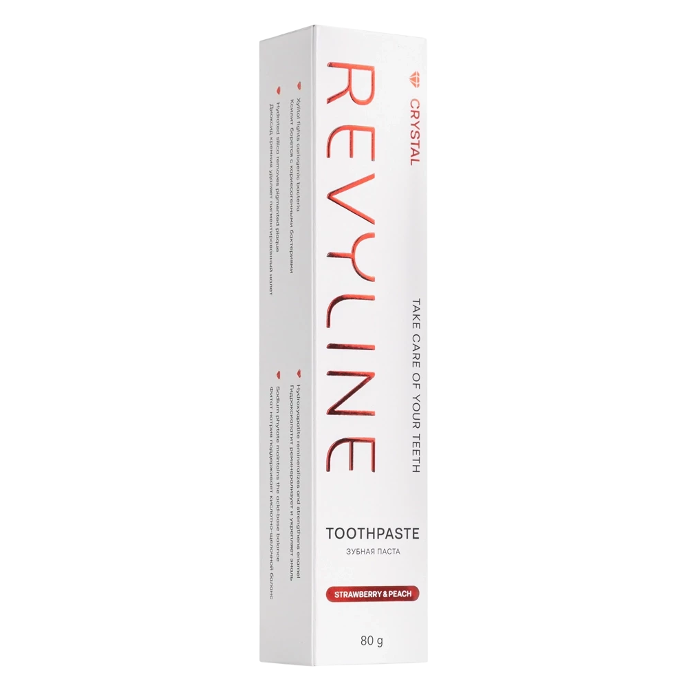 REVYLINE Паста зубная без фтора, клубника и персик / Crystal 80 гр, фото 2