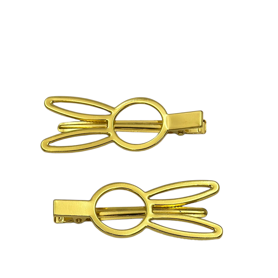 IWOU PROFESSIONAL Зажим для волос Зайчик металл золото 2шт, фото 2