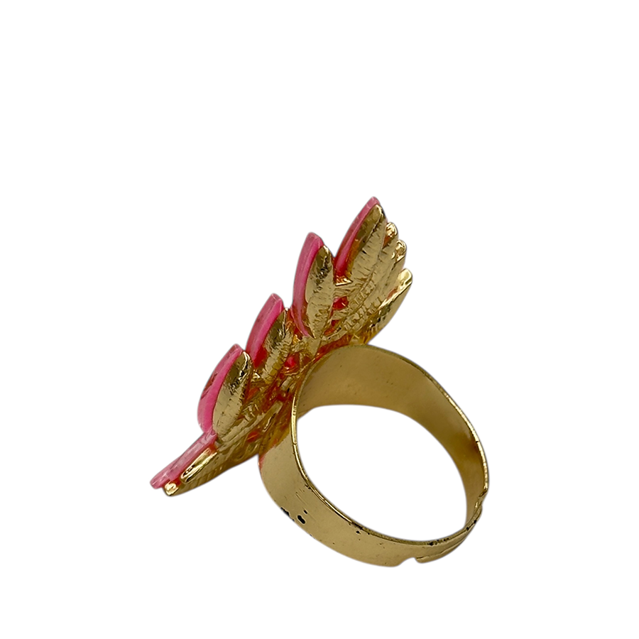 IWOU PROFESSIONAL Кольцо Крыло ангела розовые кристалы, фото 2