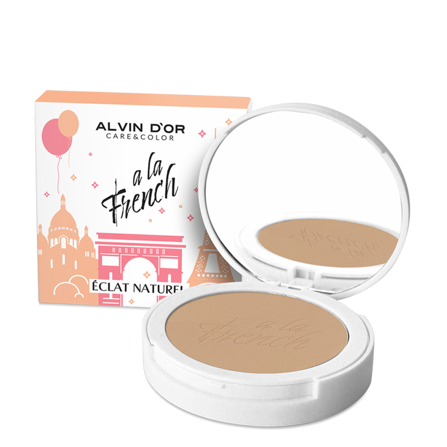 ALVIN D'OR Пудра компактная фиксирующая, тон 02 / Eclat Naturel A LA FRENCH Ivory 10 гр, фото 3