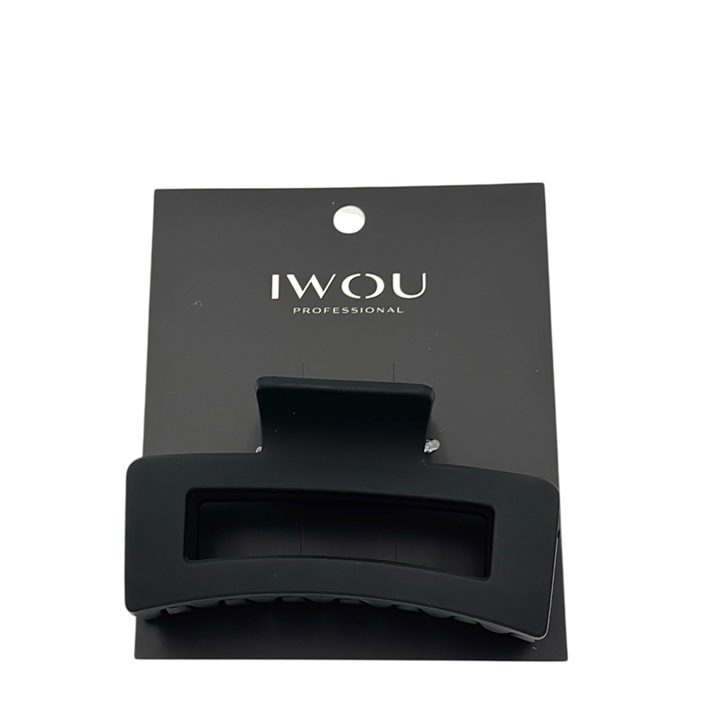 IWOU PROFESSIONAL Краб для волос большой Прямоугольник черный матовый 1шт, фото 1