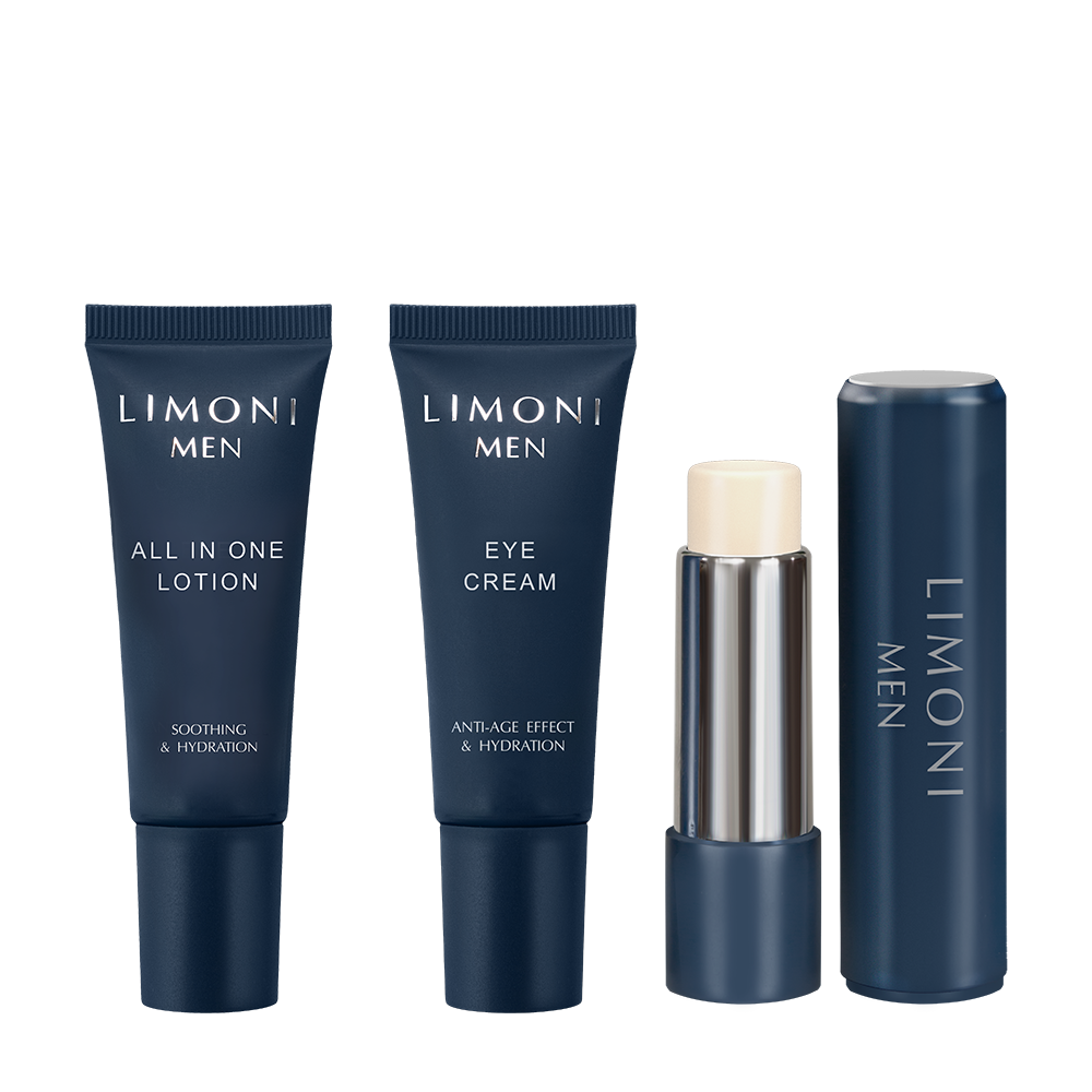 LIMONI Набор мужской (крем-лосьон 25 мл, крем для глаз 25 мл, бальзам для губ) MEN All In One Care Set, фото 2