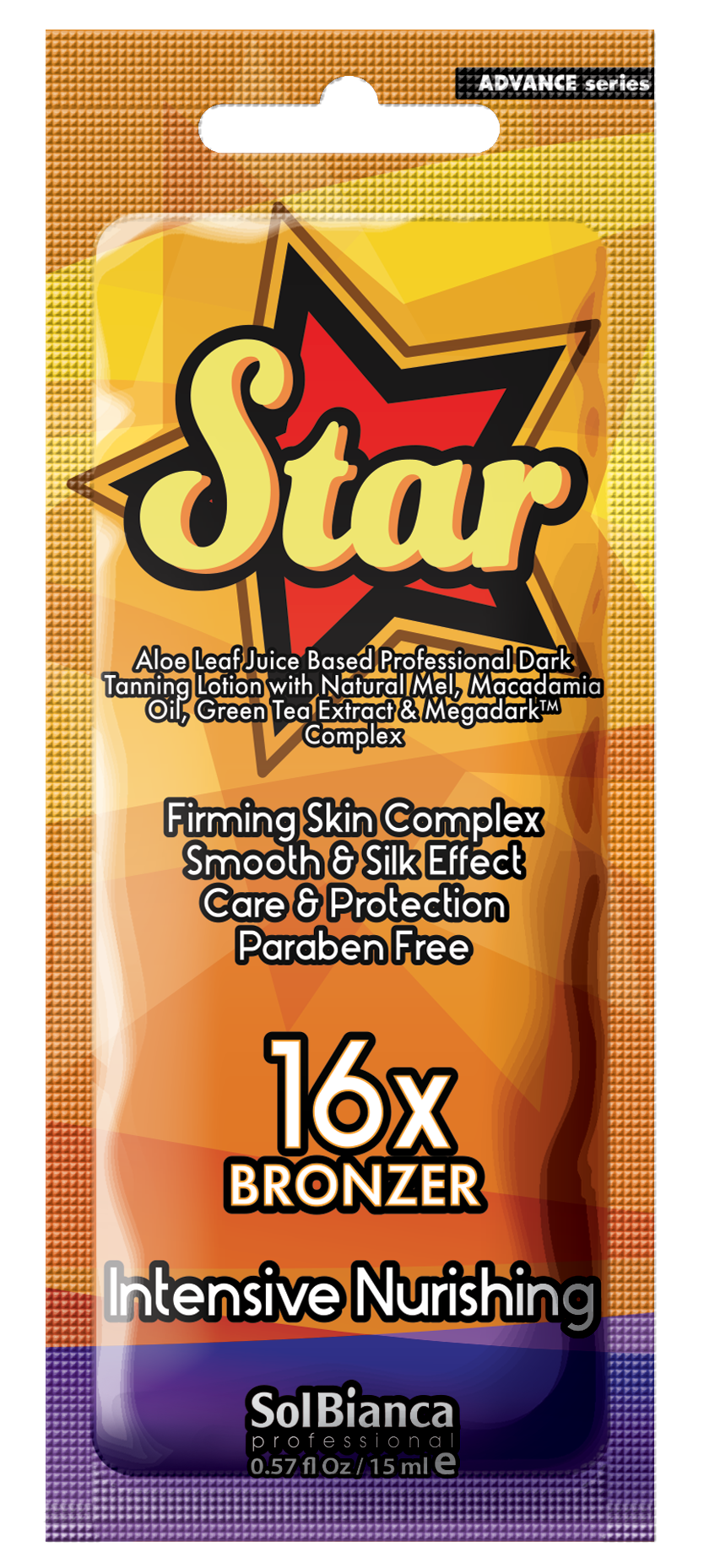 SOLBIANCA Крем с натуральным медом, маслом макадамии, экстрактом зеленого чая и бронзаторами для загара в солярии / Star 15 мл, фото 1