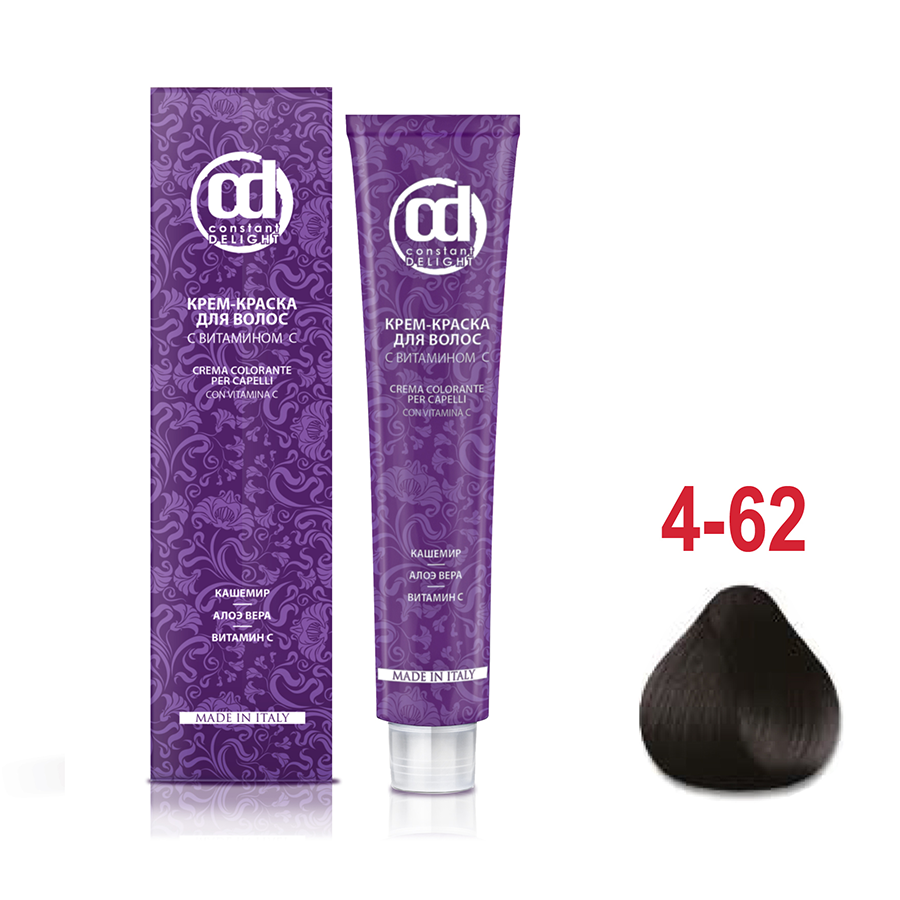 CONSTANT DELIGHT 4/62 краска с витамином С для волос, средне-коричневый шоколадно-пепельный 100 мл, фото 2
