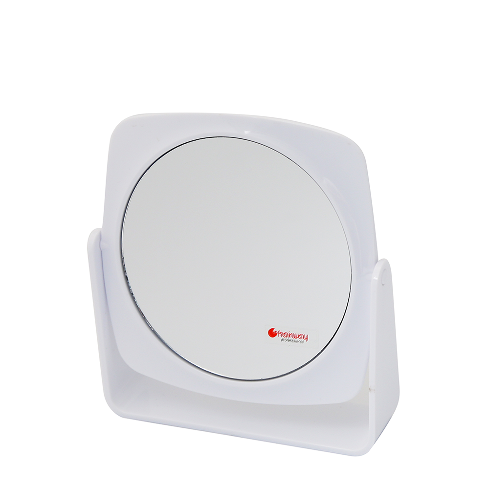 HAIRWAY Зеркало настольное, двухстороннее, белый пластик, 2-х кратное увеличение, 17х17,5 см / Hairway, фото 1