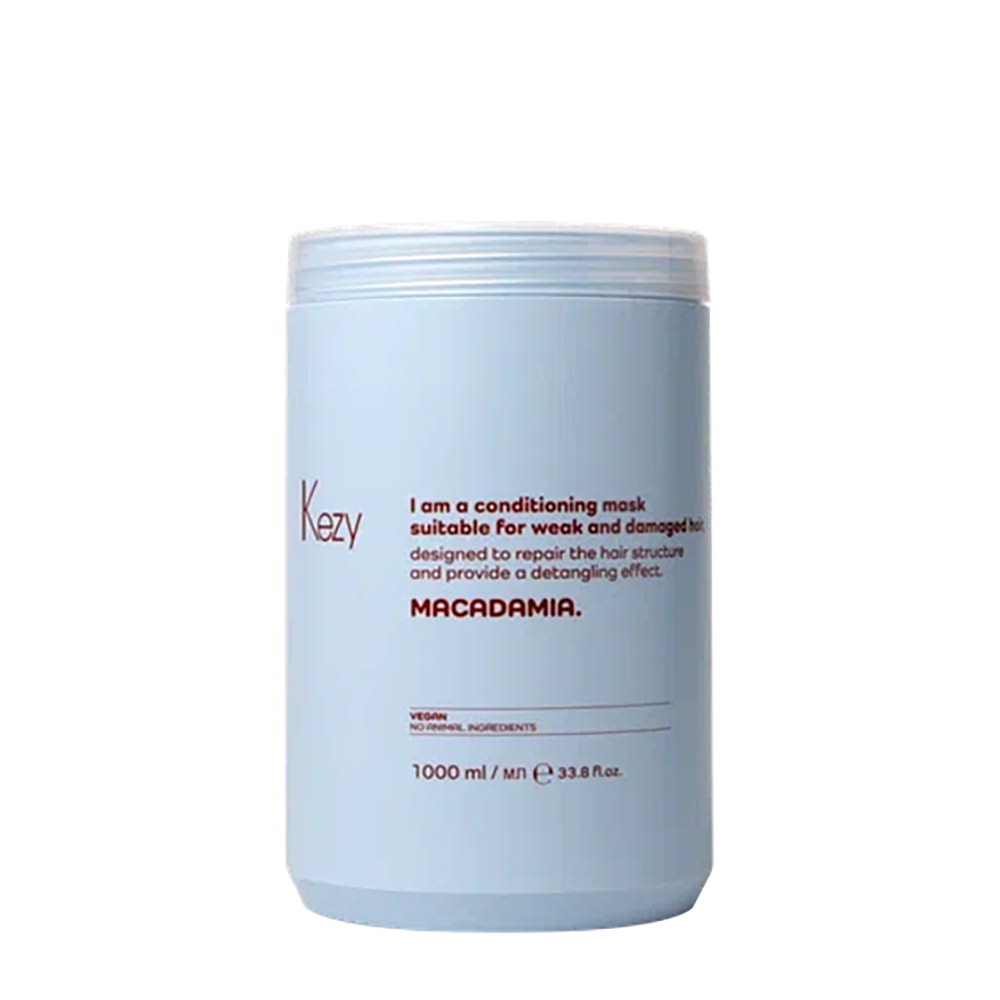 KEZY Маска кондиционирующая с маслом макадамии для слабых и поврежденных волос / I am MACADAMIA 1000 мл, фото 1