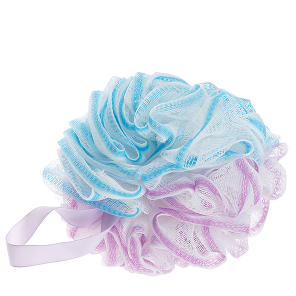 DEWAL BEAUTY Мочалка для тела, белая с голубым, фиолетовым 1 шт, фото 1