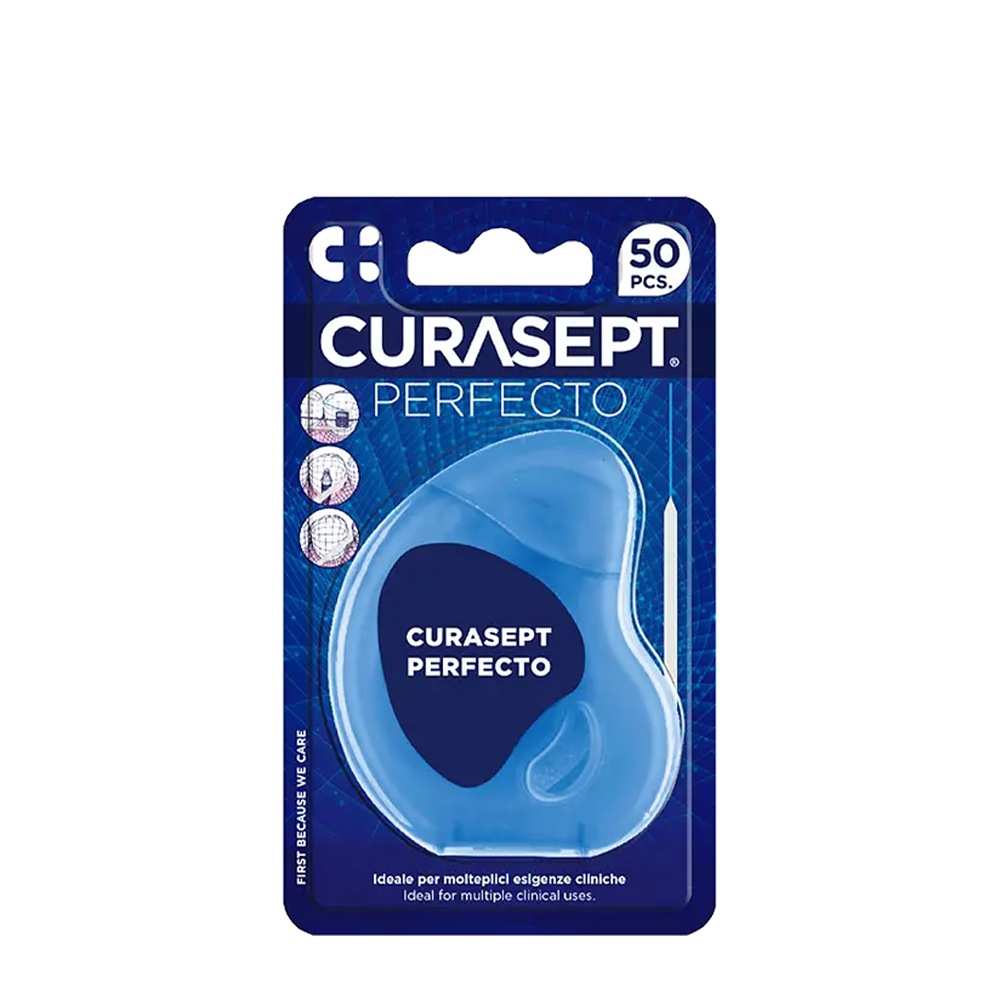 CURASEPT Нить зубная губчатая мягковолокнистая из суперфлосса для брекетов, имплантов и мостов / CURASEPT Perfecto 50 шт, фото 1