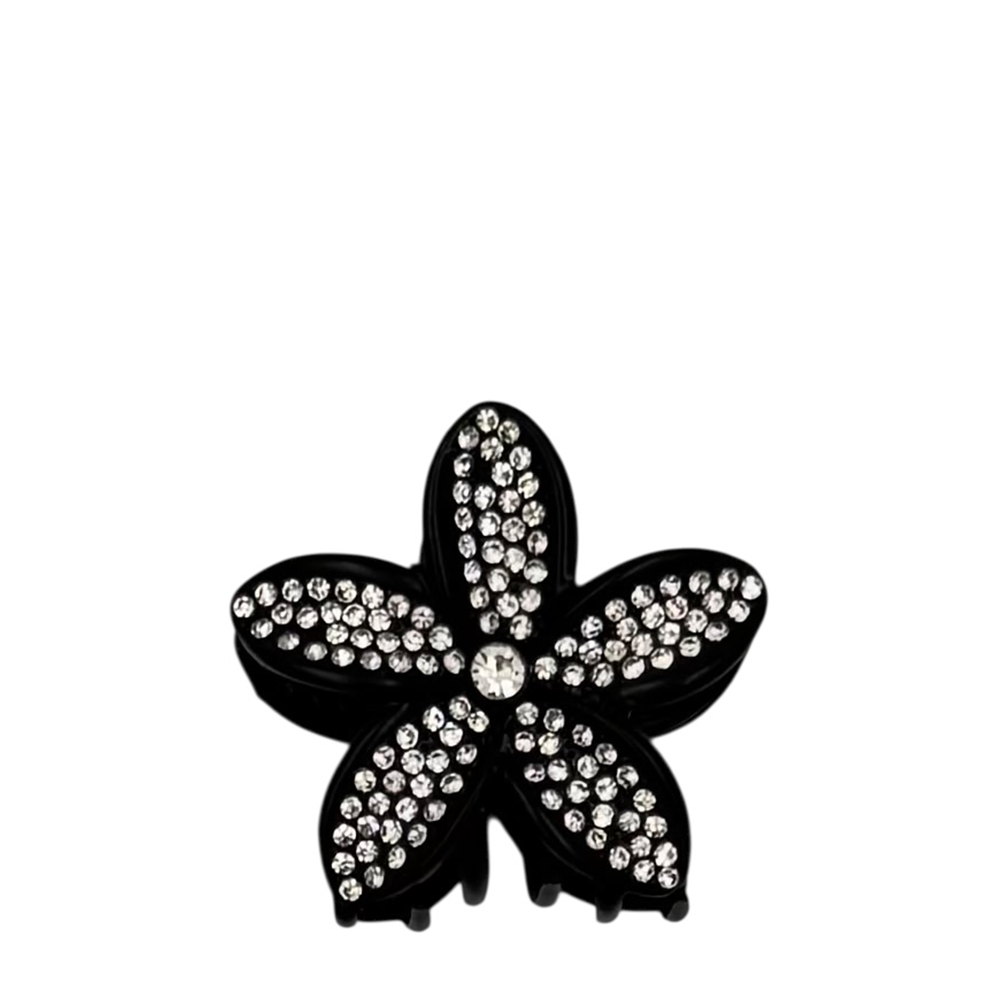 IWOU PROFESSIONAL Краб для волос мини Цветок в стразах черный 1шт, фото 1