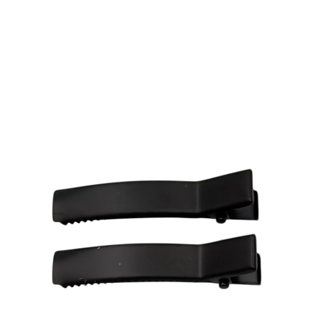 IWOU PROFESSIONAL Зажим для волос прямоугольный черный матовый 0,9*4,5см 2 шт, фото 1