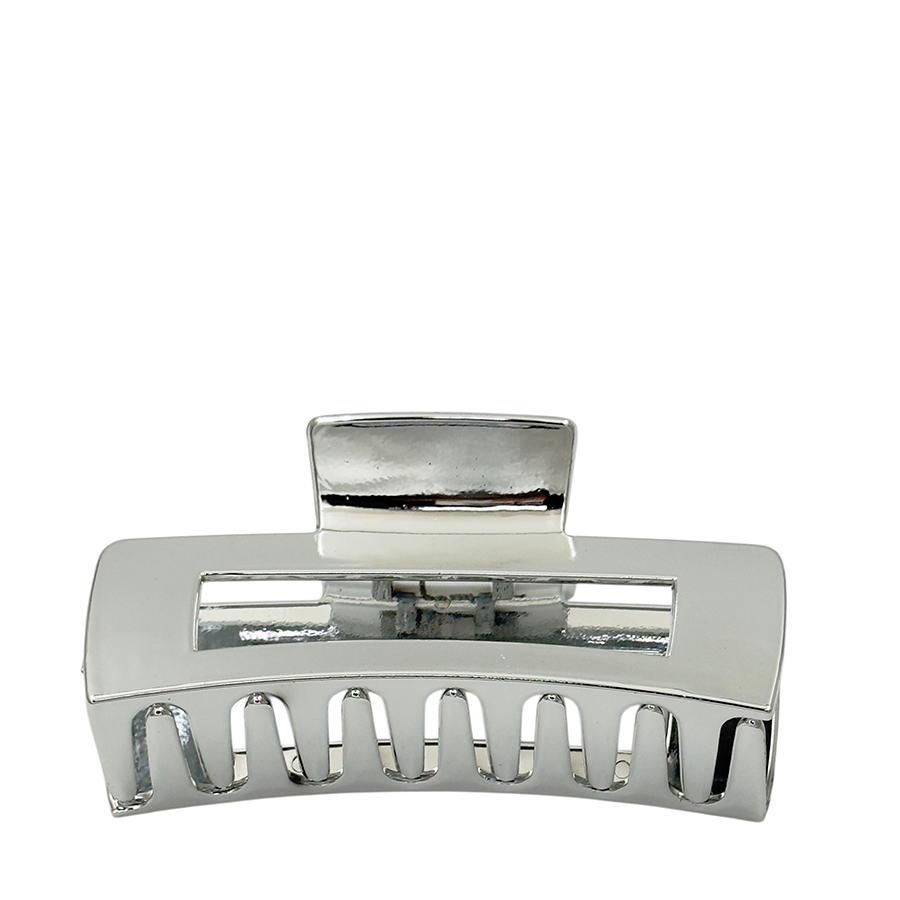 IWOU PROFESSIONAL Краб для волос Зеркальный прямоугольник серебро 10,5см, фото 3