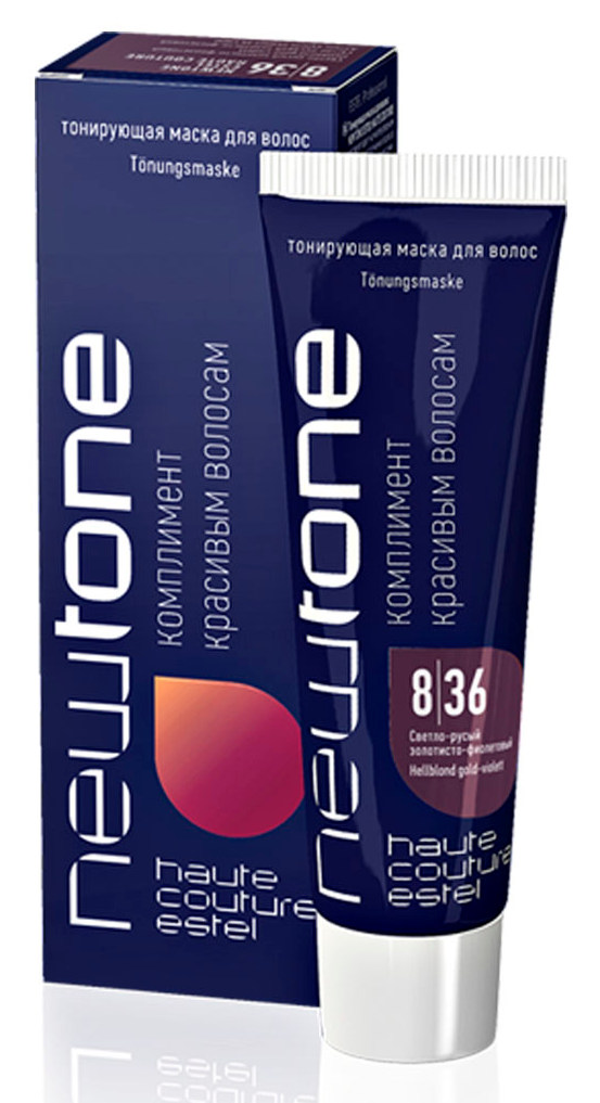 ESTEL HAUTE COUTURE 8/36 маска тонирующая для волос, светло-русый золотисто-фиолетовый / NEWTONE 60 мл, фото 1