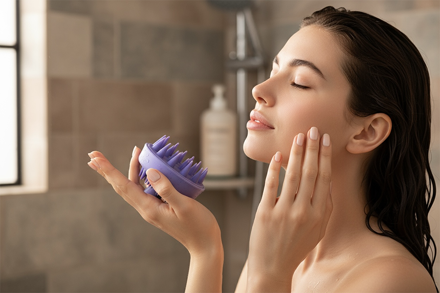 IWOU PROFESSIONAL Массажер для головы и мытья волос голубой, фото 6