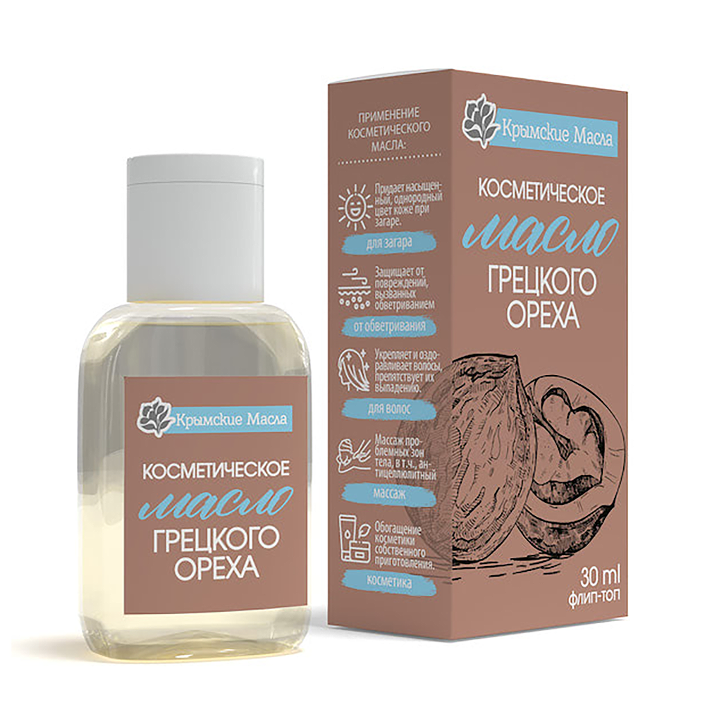 КРЫМСКИЕ МАСЛА Масло косметическое грецкого ореха / Крымские масла 30 мл, фото 2