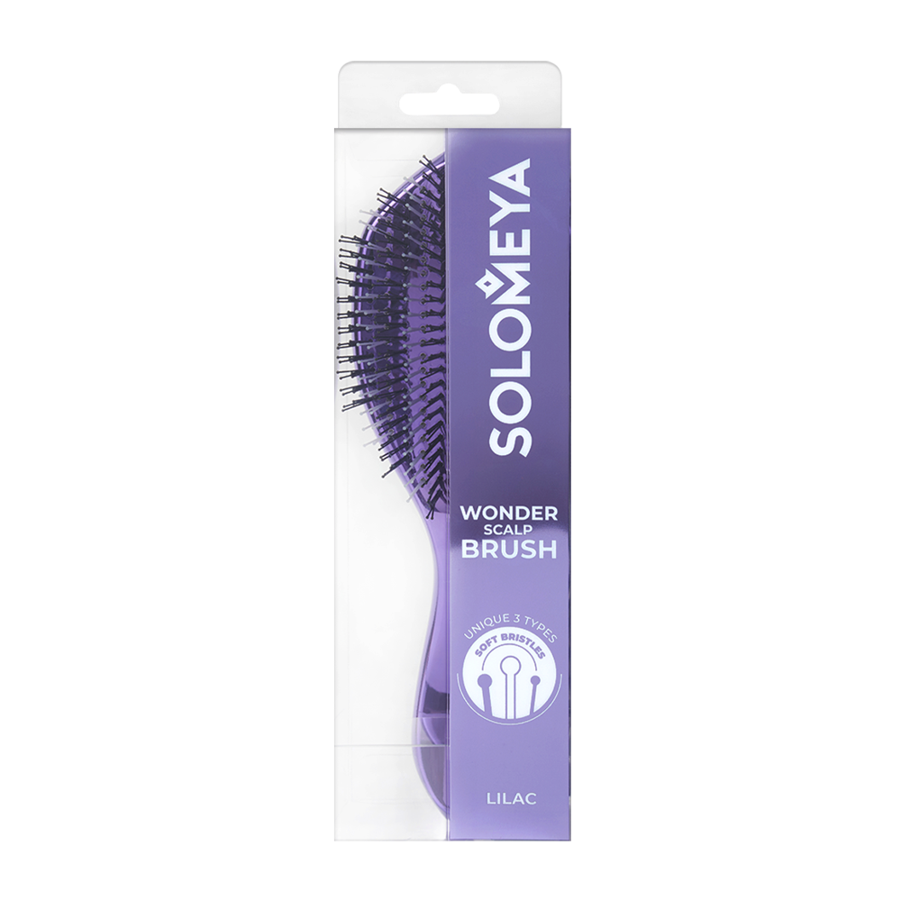 SOLOMEYA Расческа многофункциональная для распутывания, массажа и мытья кожи головы, лиловый градиент / Wonder scalp brush, Lilac gradient, фото 2