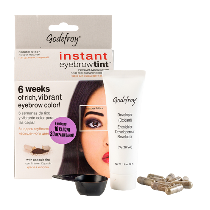 GODEFROY Краска-тинт профессиональная в капсулах для бровей, черный / Eyebrow Tint Natural Black 10 капсул, фото 2