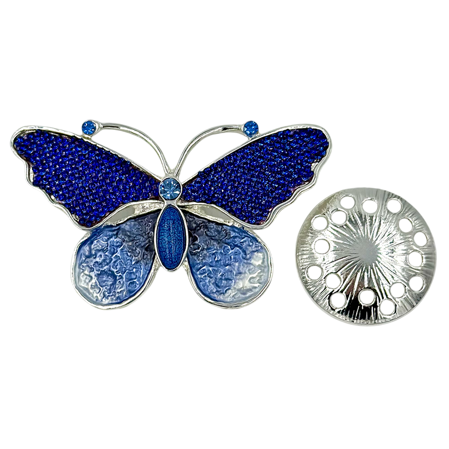 IWOU PROFESSIONAL Брошь-магнит Бабочка со стразами синяя, фото 2