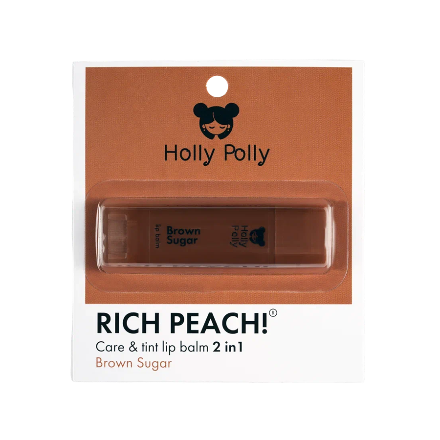 HOLLY POLLY Бальзам оттеночный для губ, коричнево-персиковый / RICH PEACH! Brown Sugar 4,9 гр, фото 4