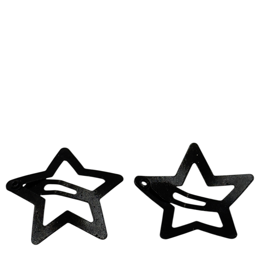IWOU PROFESSIONAL Заколка клик-клак Звездочки черные 3*3см 2 шт, фото 3