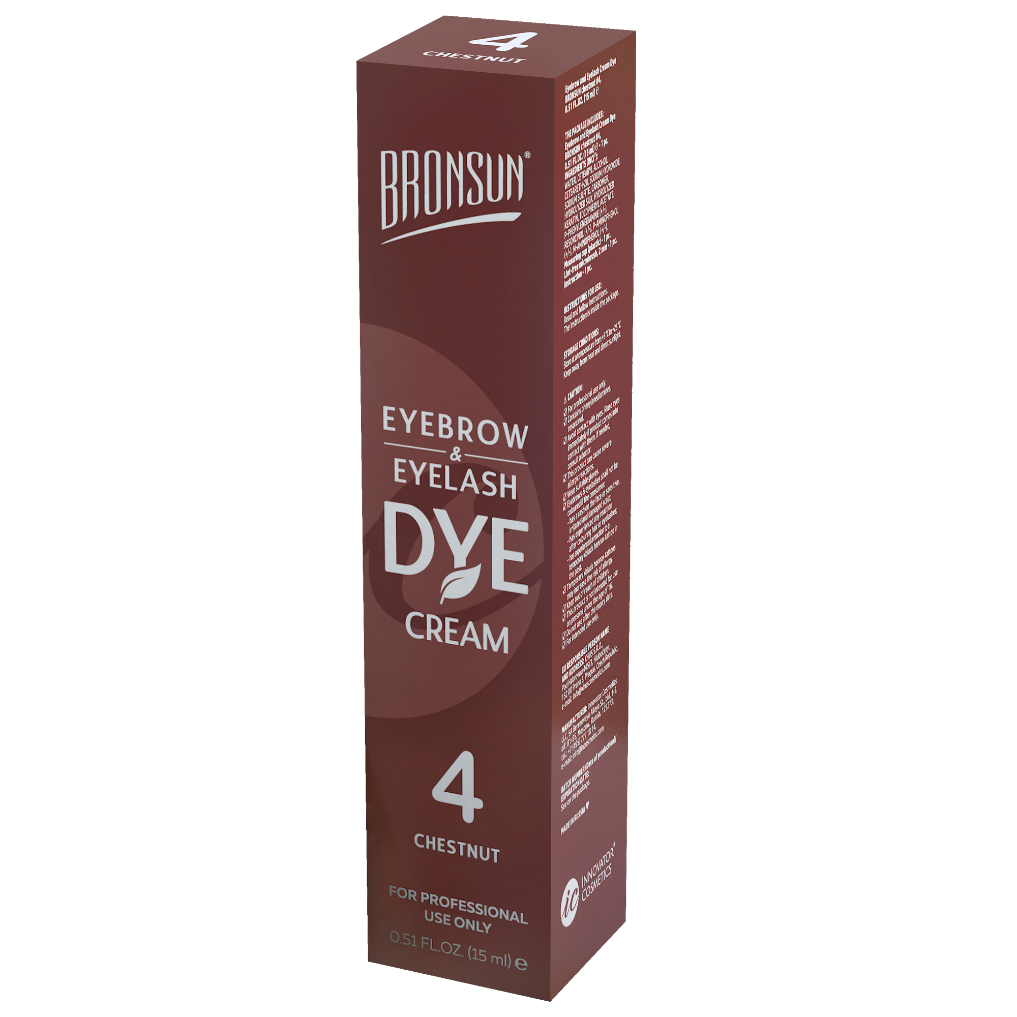 BRONSUN Крем-краска для бровей и ресниц, #4 каштановая 15 мл, фото 4