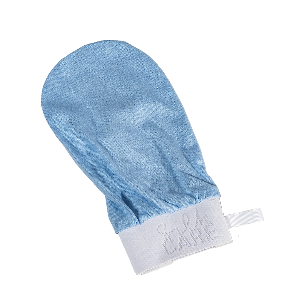 SILK CARE Варежка шелковая для пилинга голубая / Silk Care Wild Silk, фото 2