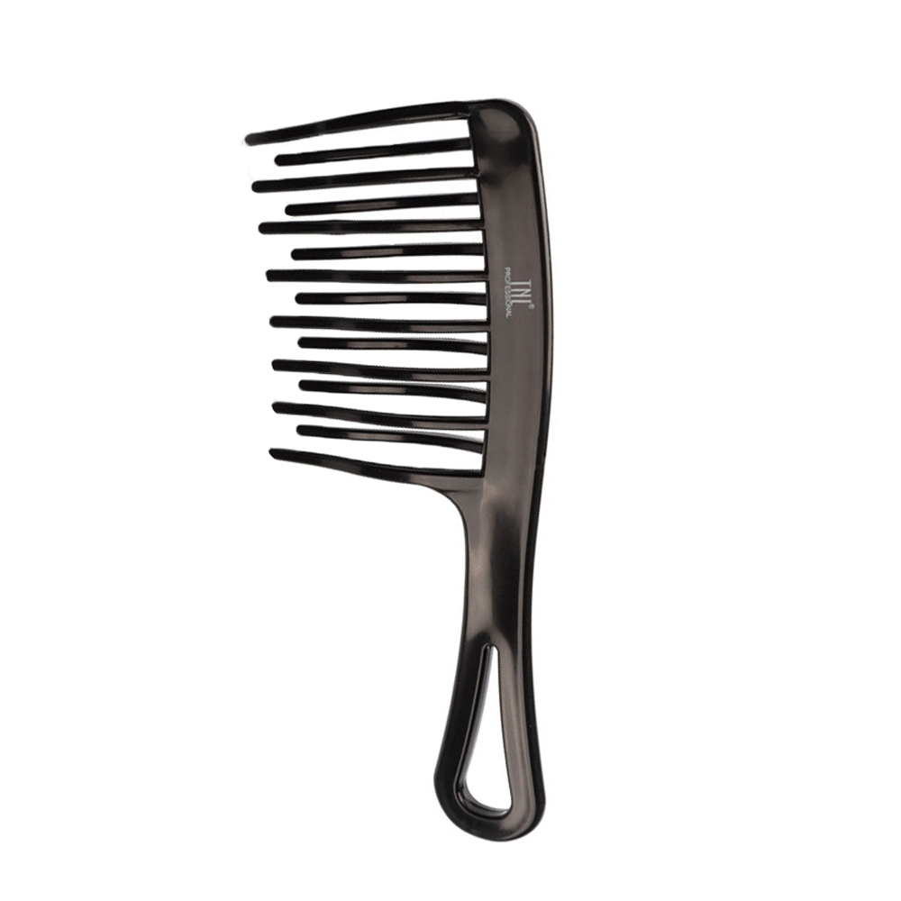 TNL Professional Расческа-гребень TNL широкая с редкими двойными зубьями, черная 193 мм, фото 1