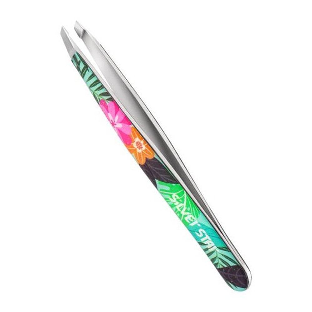 SILVER STAR Пинцет косой, тропический принт цветы / CLASSIC, фото 1