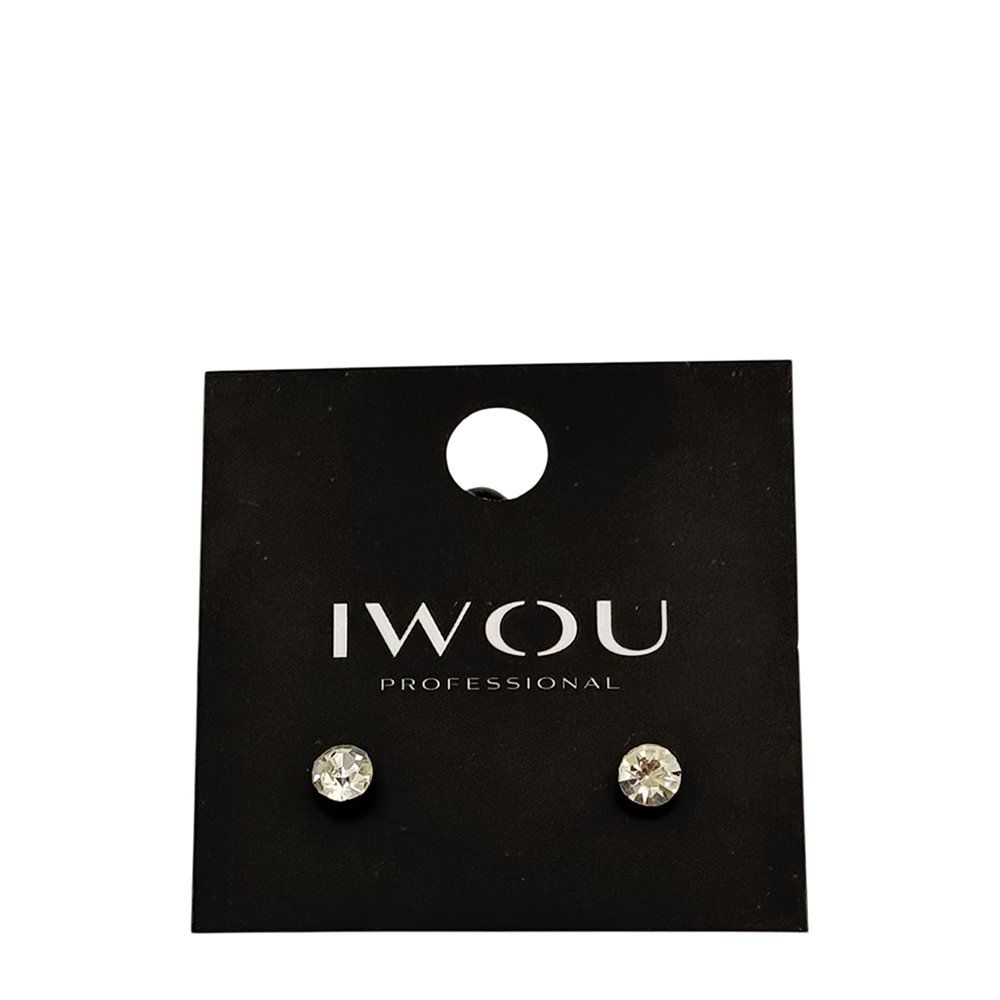 IWOU PROFESSIONAL Серьги гвоздики IWOU белый кристалл 7мм, фото 1