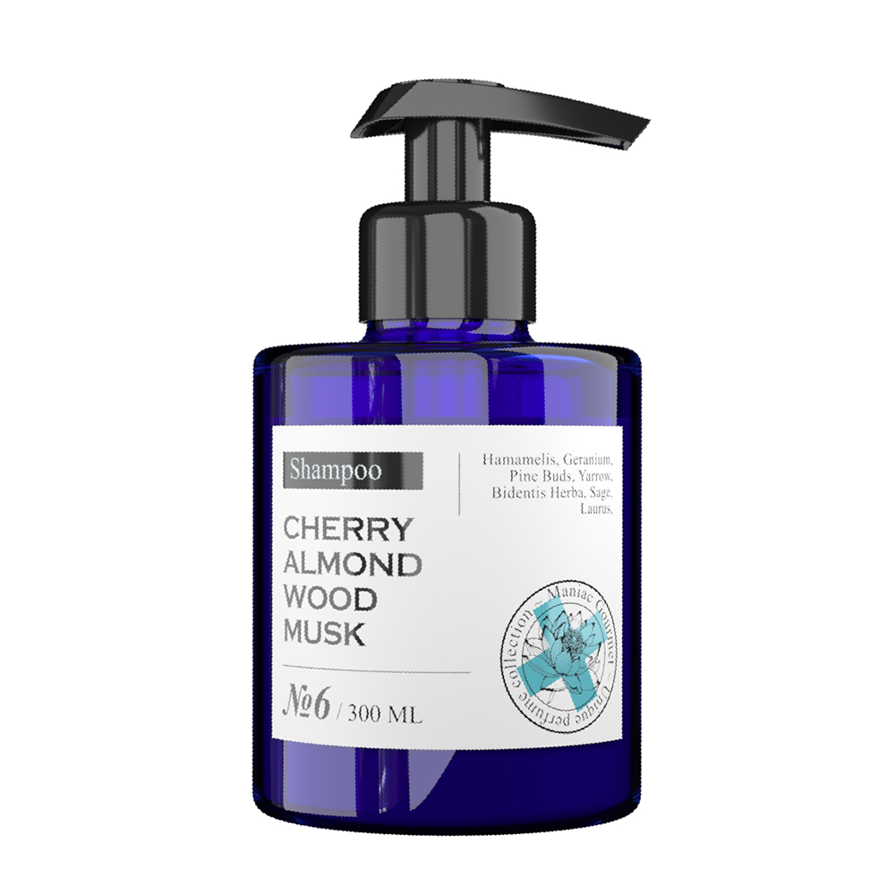 MANIAC GOURMET Шампунь парфюмированный увлажняющий №6 Вишня, Миндаль, Древесная кора, Мускус 300 мл, фото 1