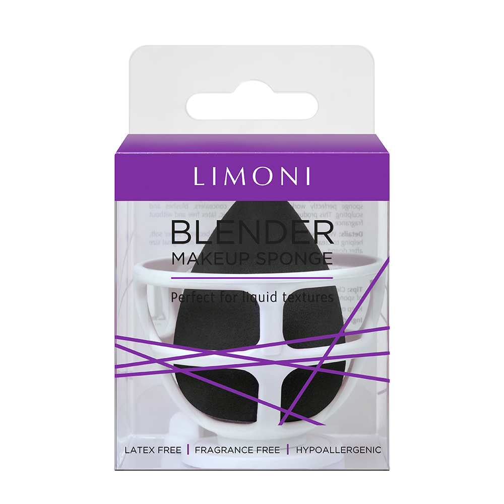 LIMONI Спонж для макияжа в наборе с корзинкой / Blender Makeup Sponge Black, фото 2