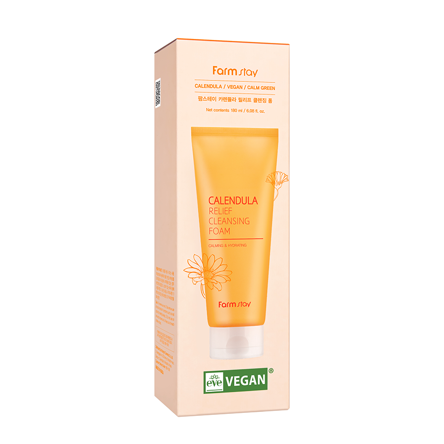 FARMSTAY Пенка тонизирующая для лица с календулой / Calendula Relief Cleansing Foam 180 мл, фото 2