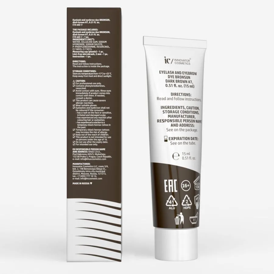 BRONSUN Краска для ресниц и бровей, темно-коричневый / BRONSUN #7 15 мл, фото 5