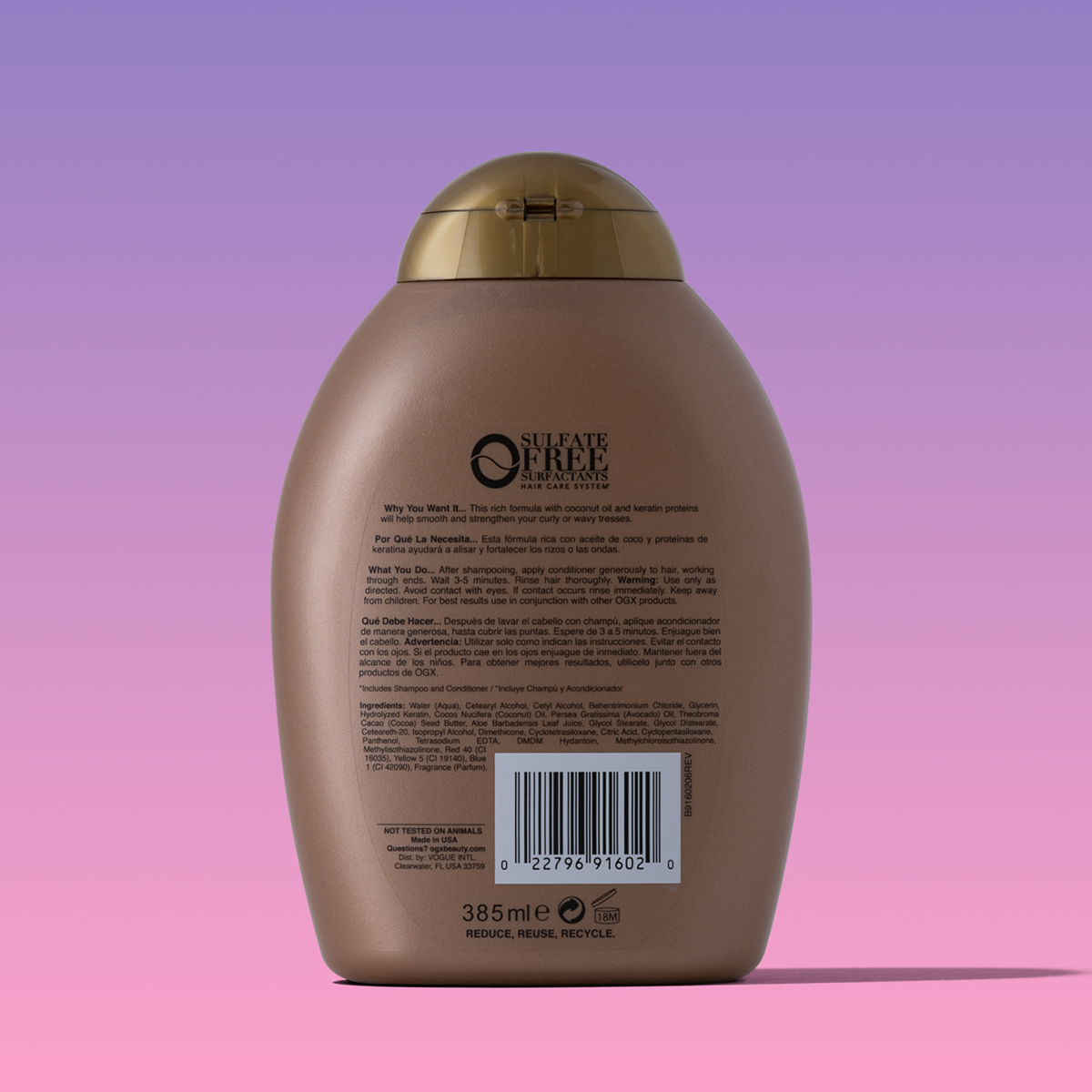 OGX Кондиционер разглаживающий для волос Бразильский кератин / Ever Straight Brazilian Keratin Smooth Conditioner 385 мл, фото 2