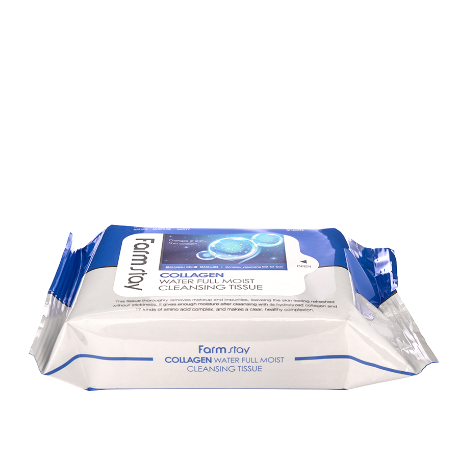 FARMSTAY Салфетки увлажняющие для снятия макияжа с коллагеном / Collagen Water Full Moist Cleansing Tissue 30 шт, фото 2