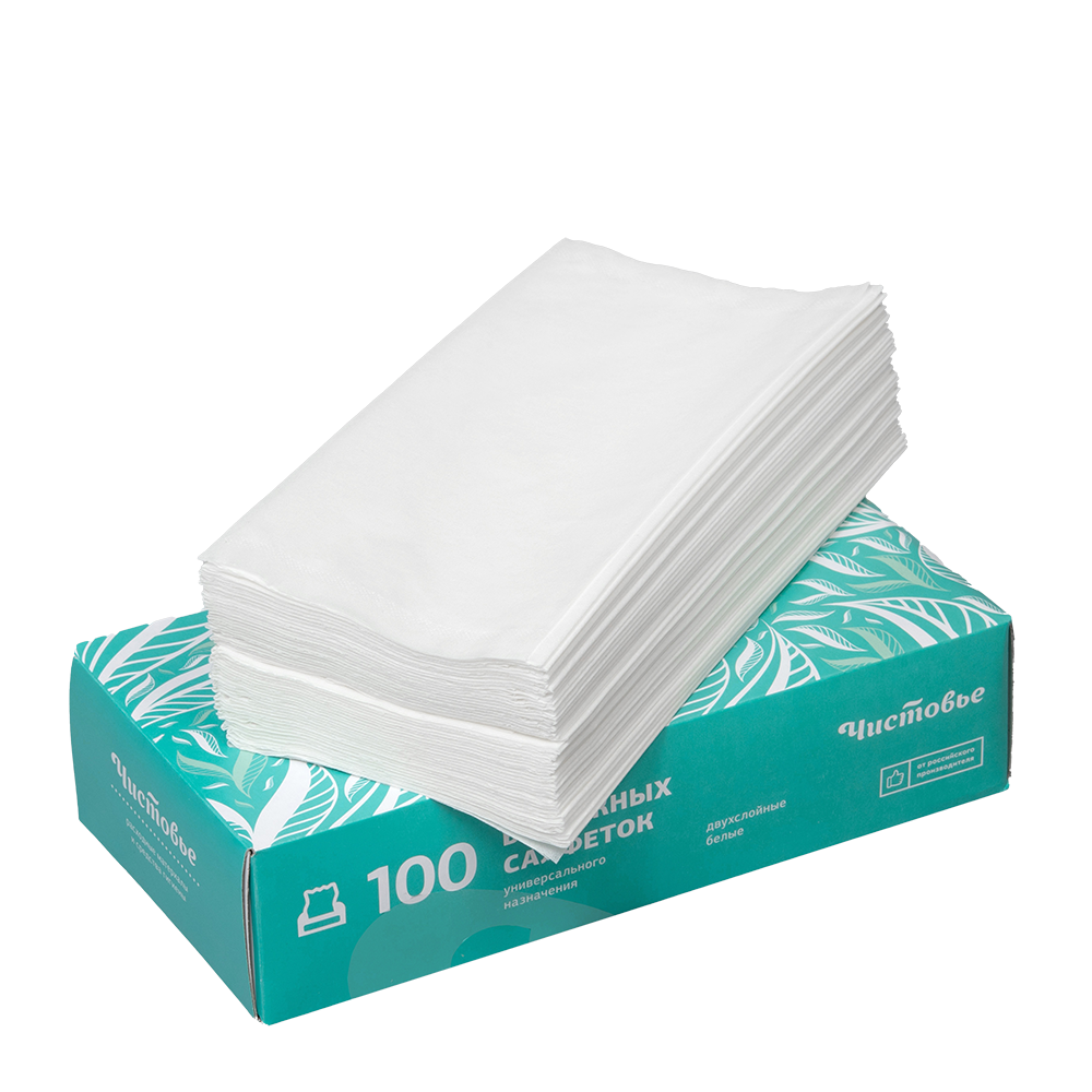 ЧИСТОВЬЕ Салфетки 2*слойные бумажные вытяжные 100 шт/уп, фото 3